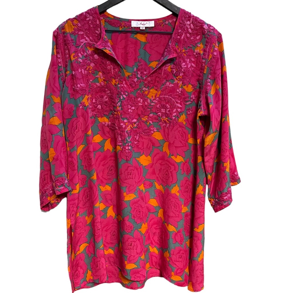 Amaya Rose embroidered silk tunic size 42